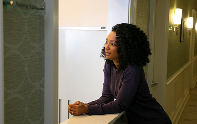 patient at a nurse station